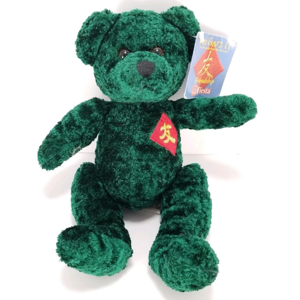 Foo Forever Stuffed Plush Beanie Bear Health Green Missing Bracelet